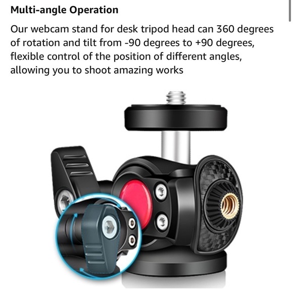 Webcam Tripod Stand for Desk:Logitech Brio | C920 | C922 Height/Angle Adjustable - Picture 8 of 10